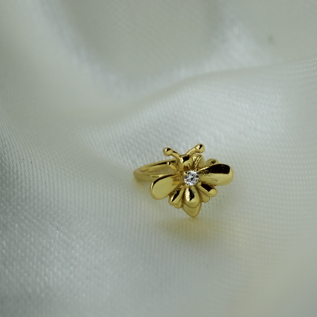 Ear cuff abeja con cristal / 1 pieza