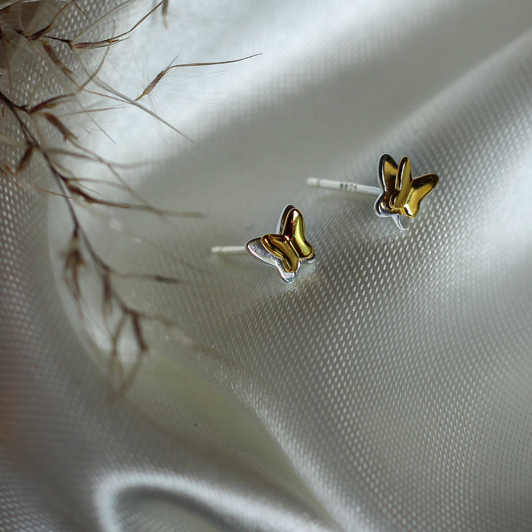 Aretes mariposas dorado & plateado (PAR)