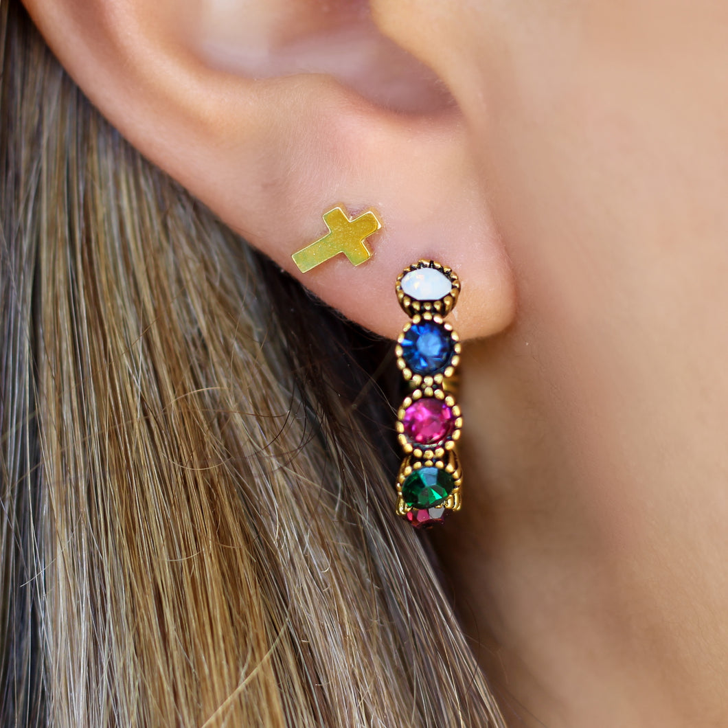 Piercing mini cruz lisa dorada / 1 pieza